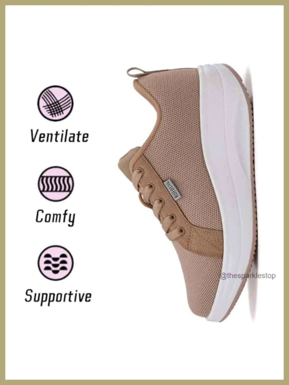 Women Walking Sneakers Platform Shoes Comfy Rocker Bottom Lightweight Lace-Up